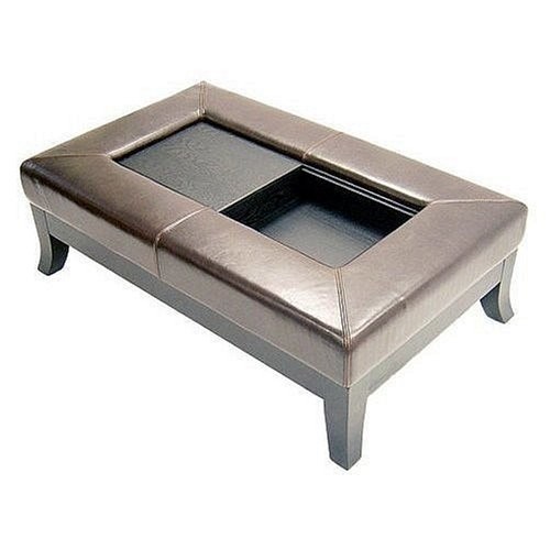 Leather storage ottoman and coffee table