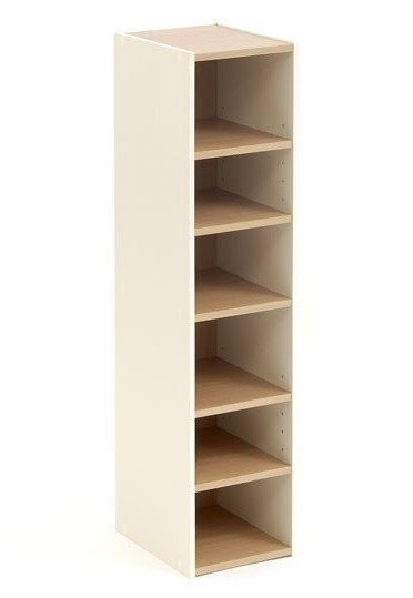 Storage cupboard tower open cream beech 6 shelf narrow tall