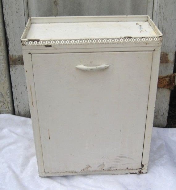 Vintage metal cabinet laundry basket front by myshabbychicshop 75 00