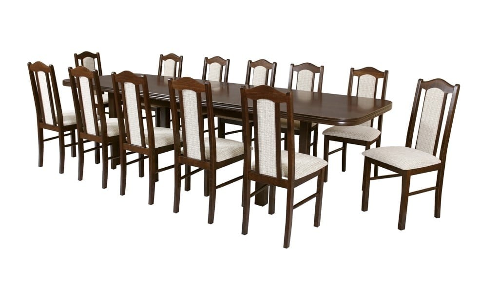 Wood table extending 12 chairs set dining or conference room