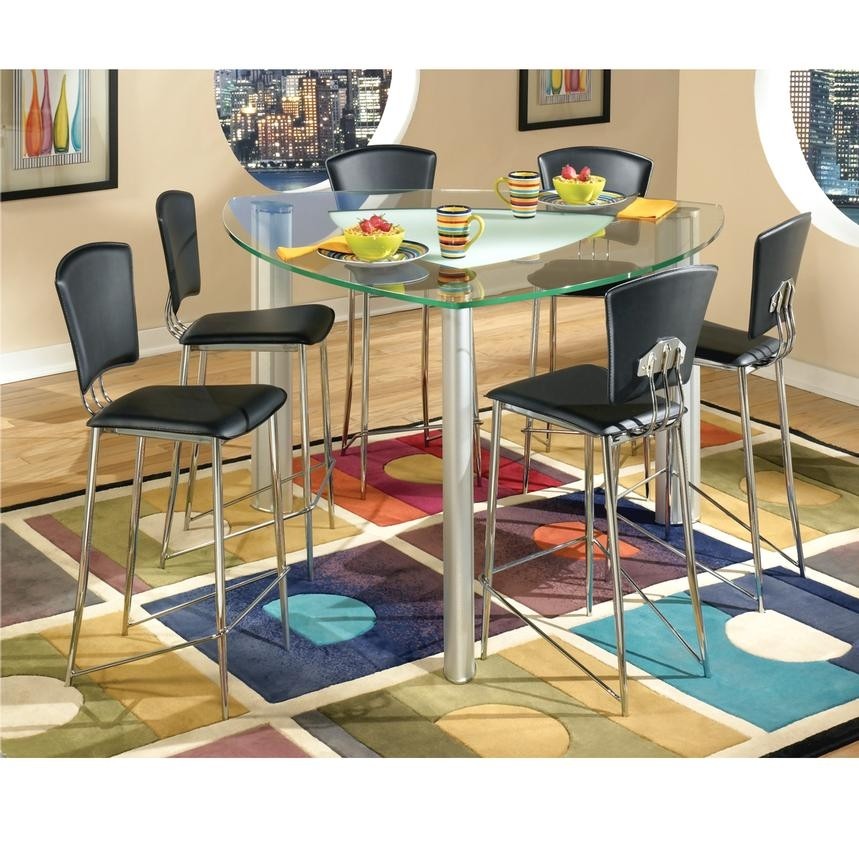 Chairs and triangular top table cilla counter height dining set
