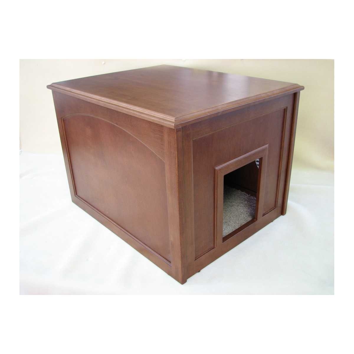 Details about doggie cat litter box cabinet mahogany wooden dog