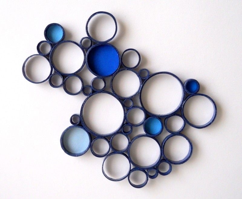 Wall sculpture circles blue navy bubbles round abstract decor