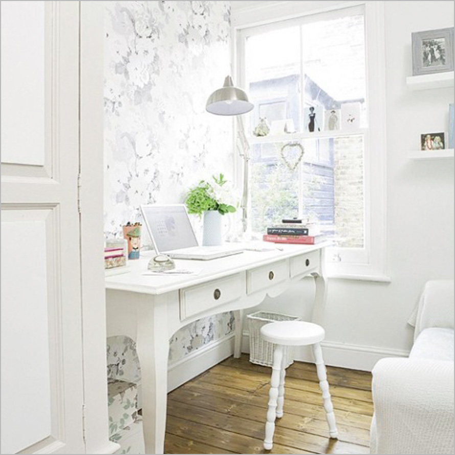 White home office small home office classic desk image