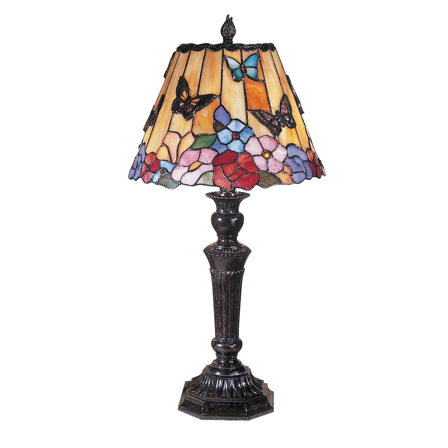 Butterfly / Peony Tiffany 24" H Table Lamp with Empire Shade