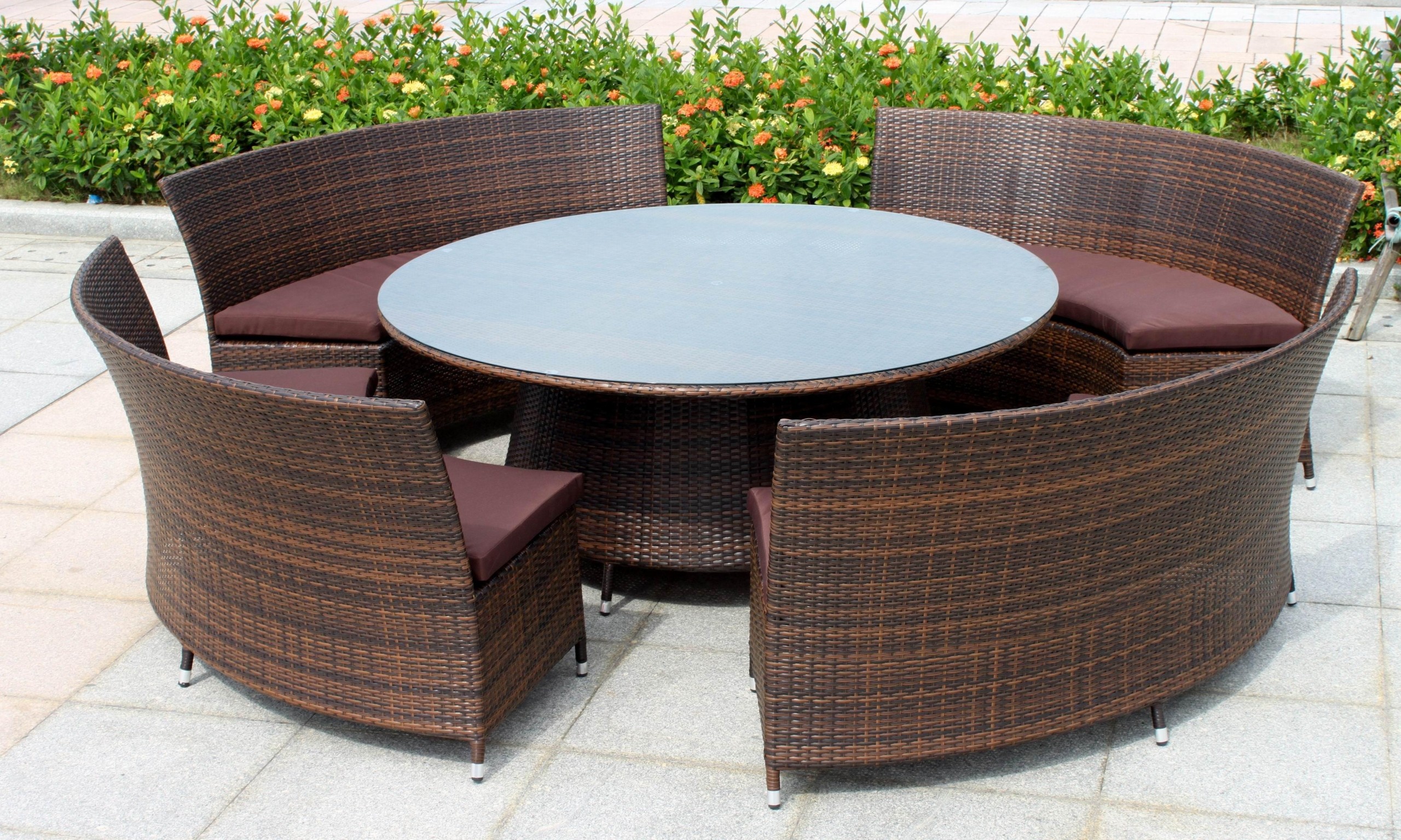 Large round outdoor dining table