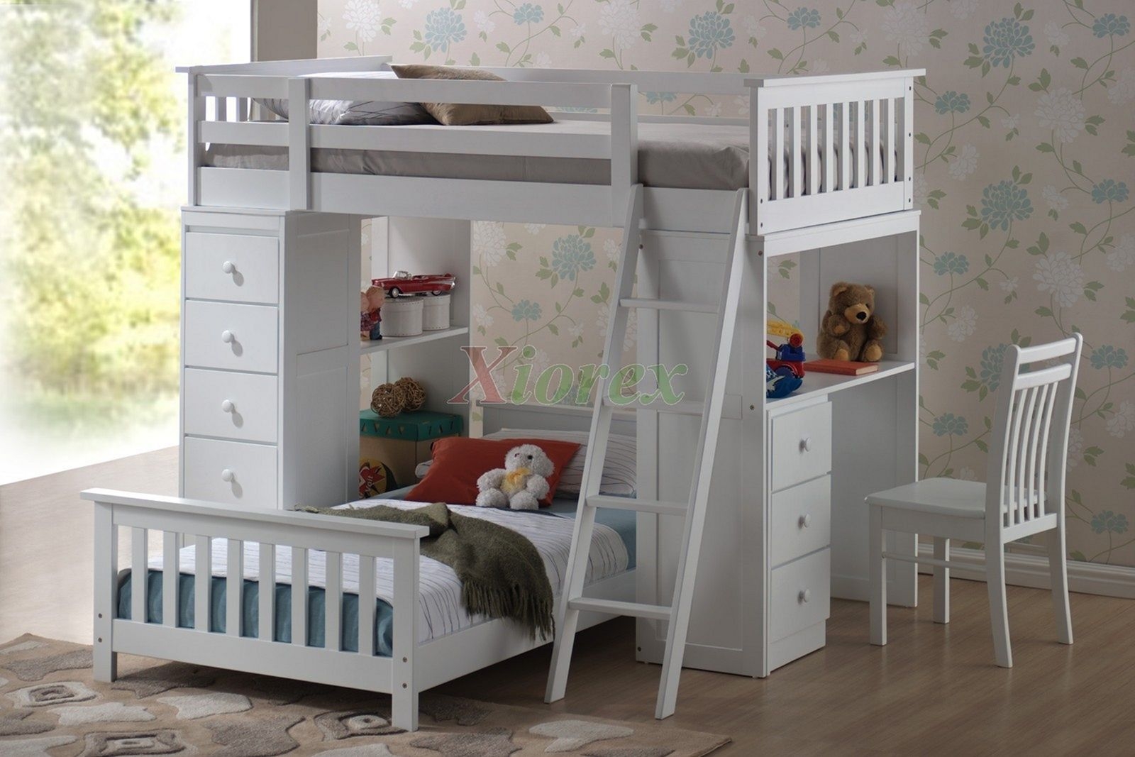 Loft bunk beds for kids with storage and desk 15