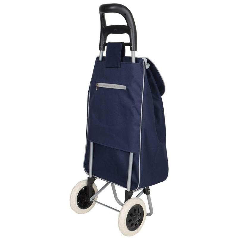 Navy folding wheeled grocery cart shopping trolley bag new thumbnail