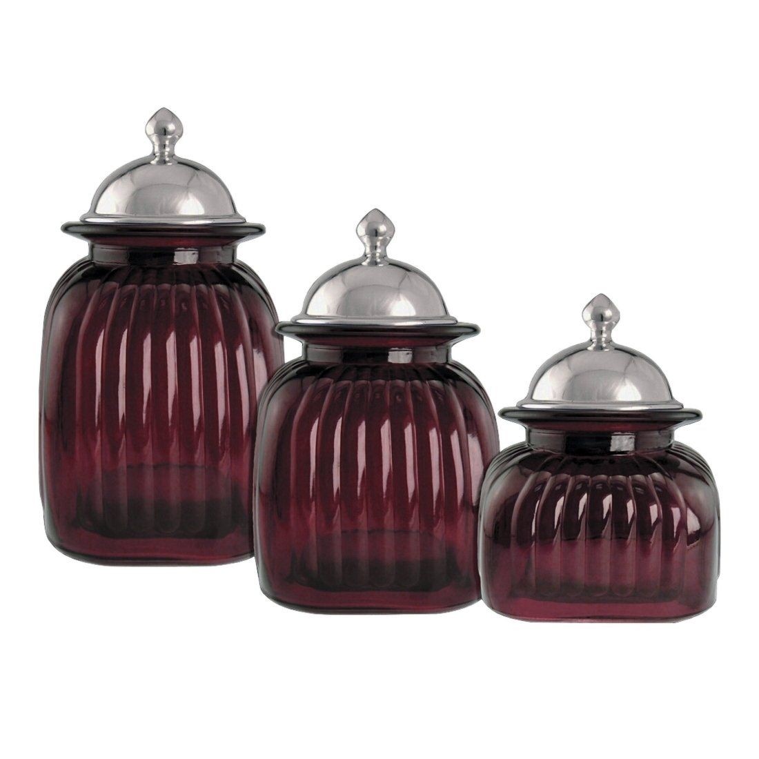 Red glass canister sets