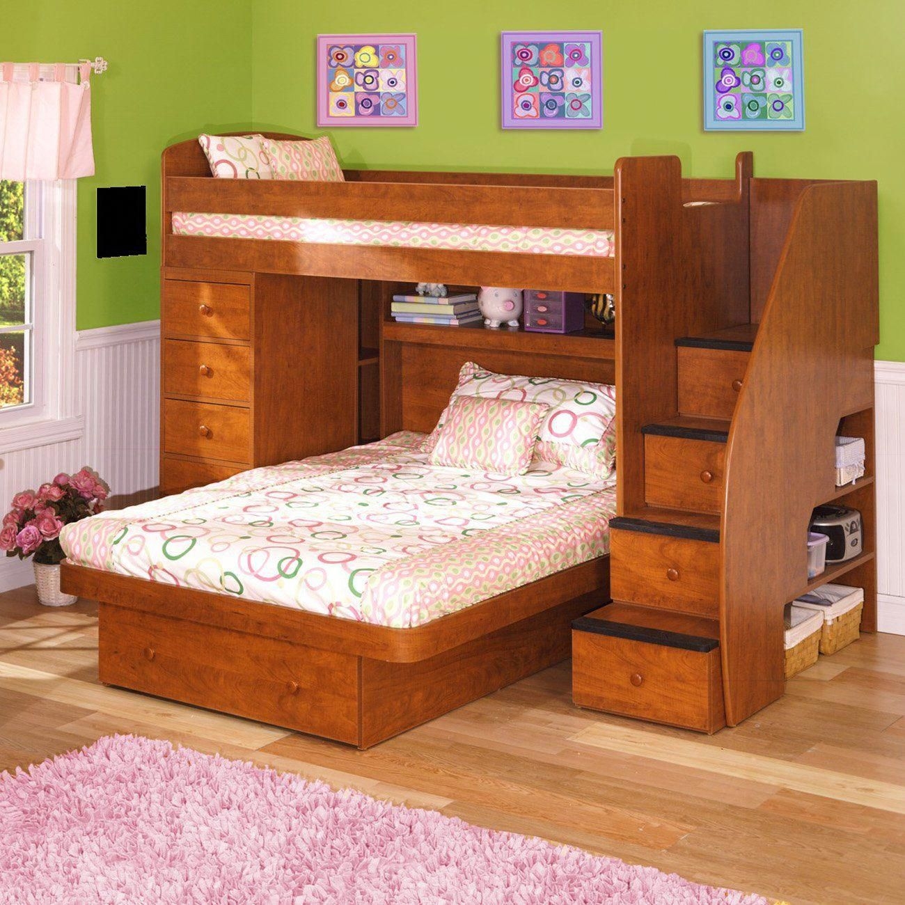 Twin over full bunk bed with slide