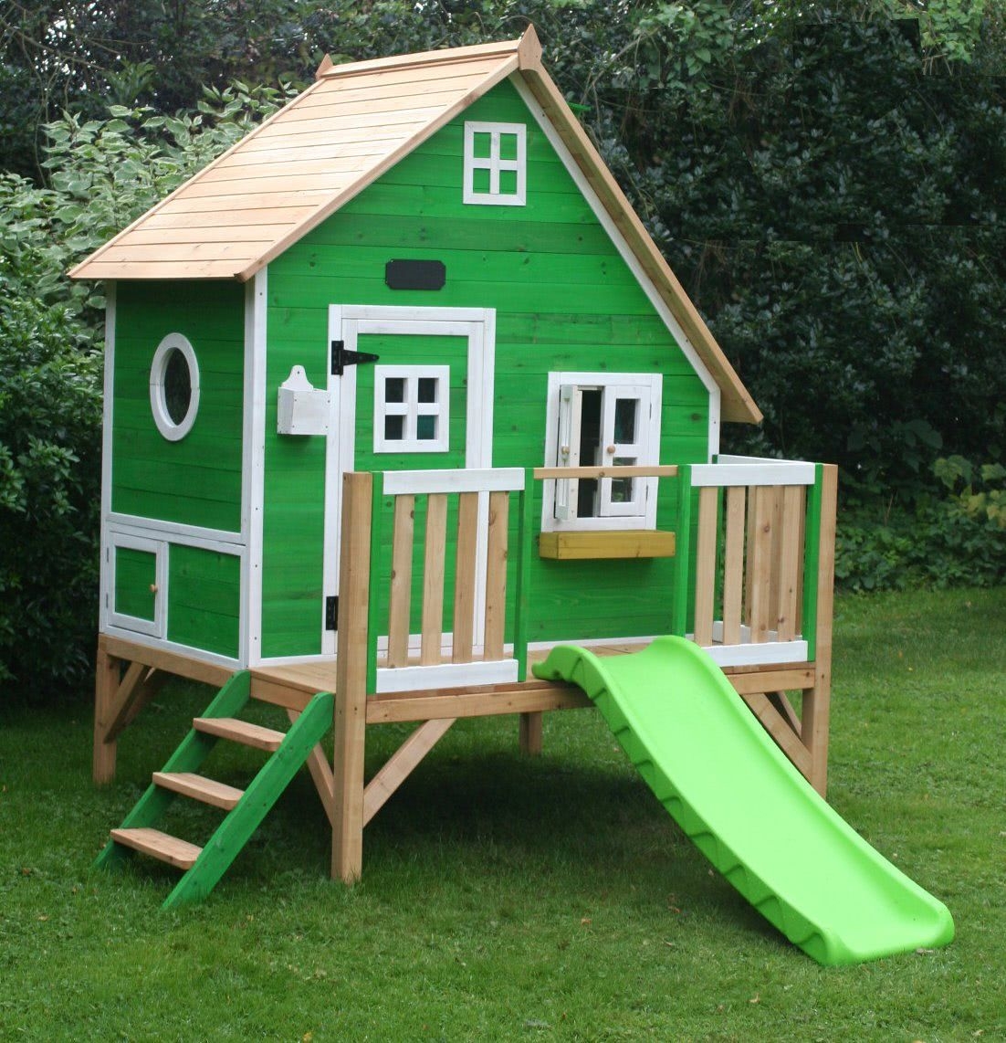 tp chalet wooden playhouse & slide