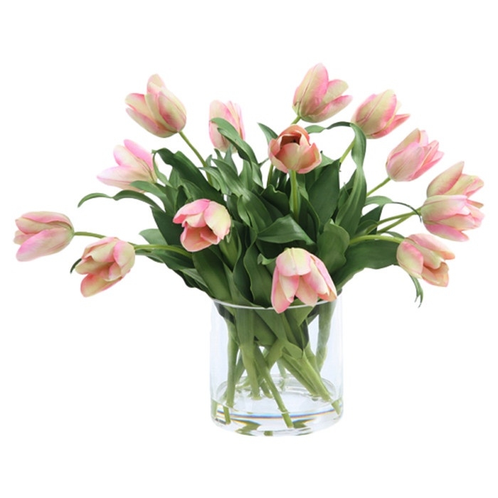 Artificial flowers silk tulips pink white purple floral bouquets vase