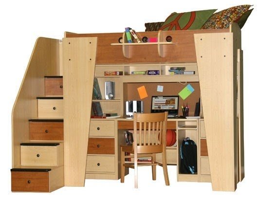 Berg kids headquarters loft bed with study area click to