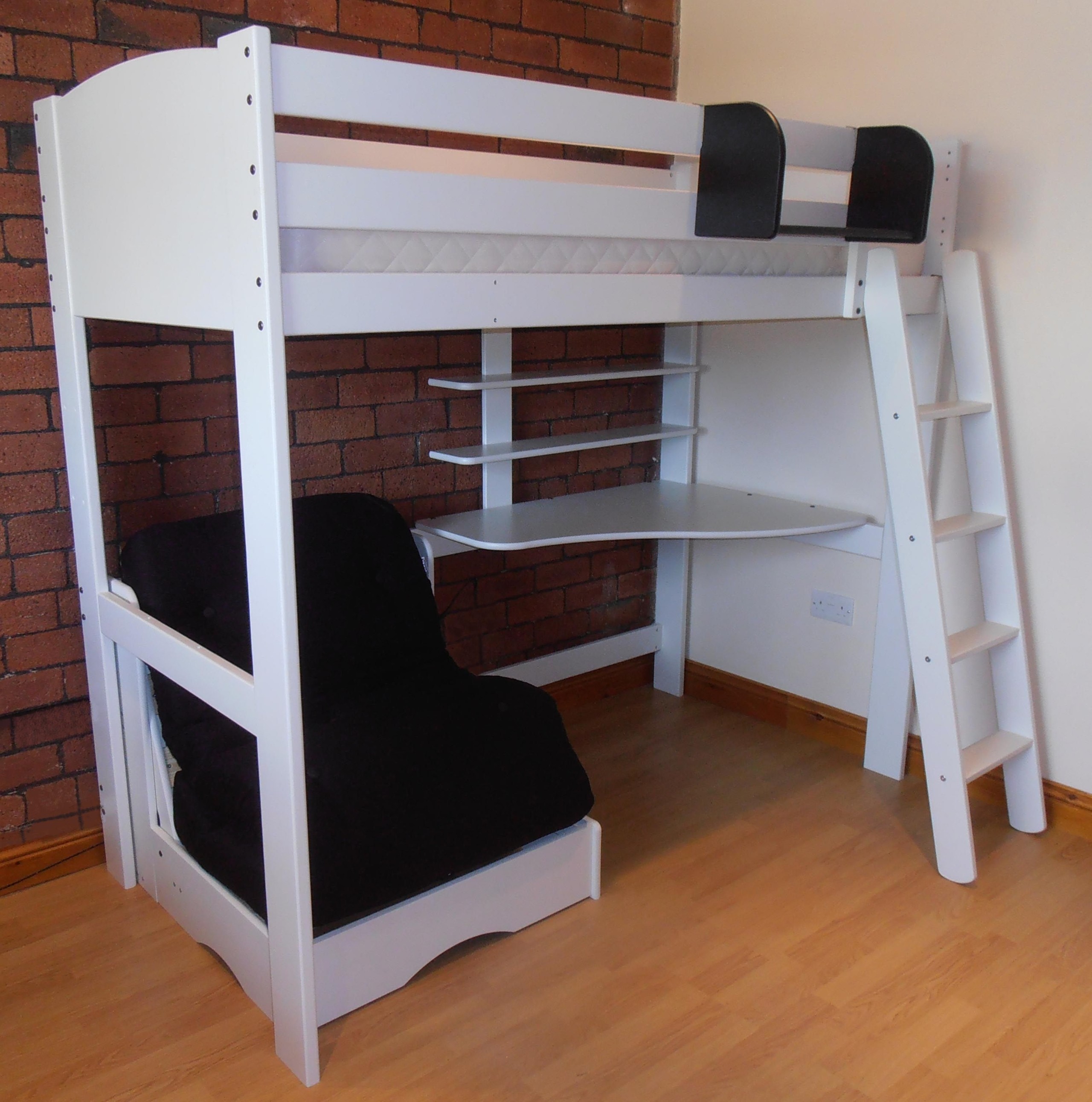 Childrens bunk beds with desk and futon