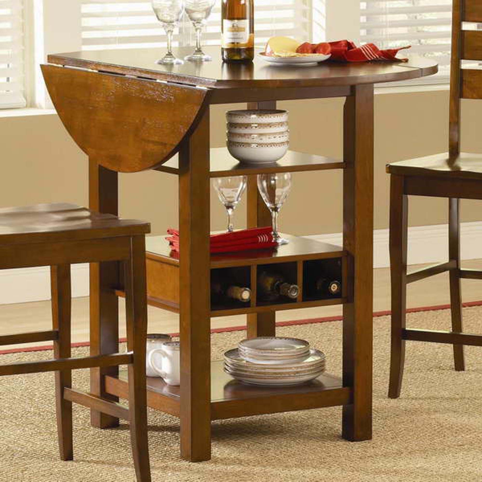 Counter height drop leaf dining table with storage mahogany www