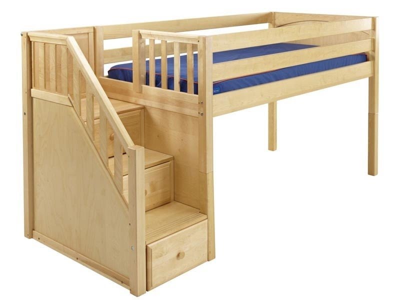 Full size loft bed with slide
