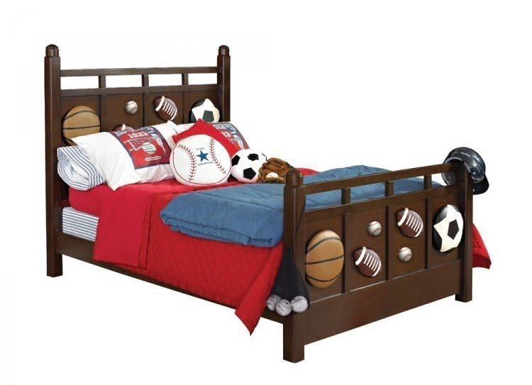 Half time collection full size sports bed in dark cherry