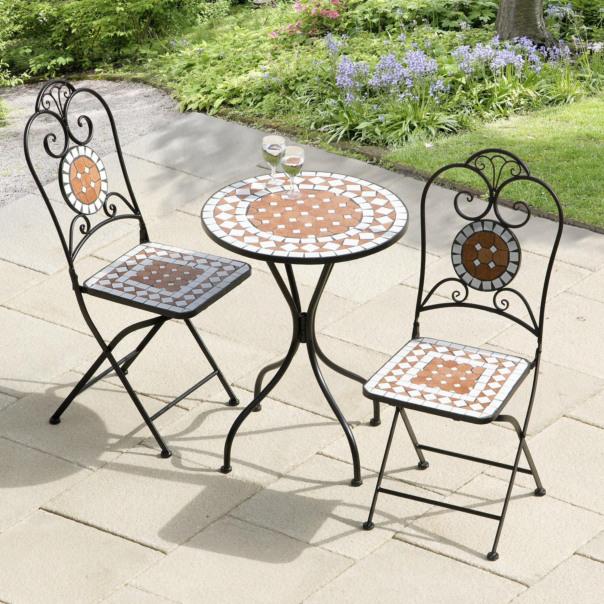 wrought iron mosaic bistro set