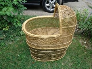 Lg handmade woven wicker baby bassinet exc see video bamboo