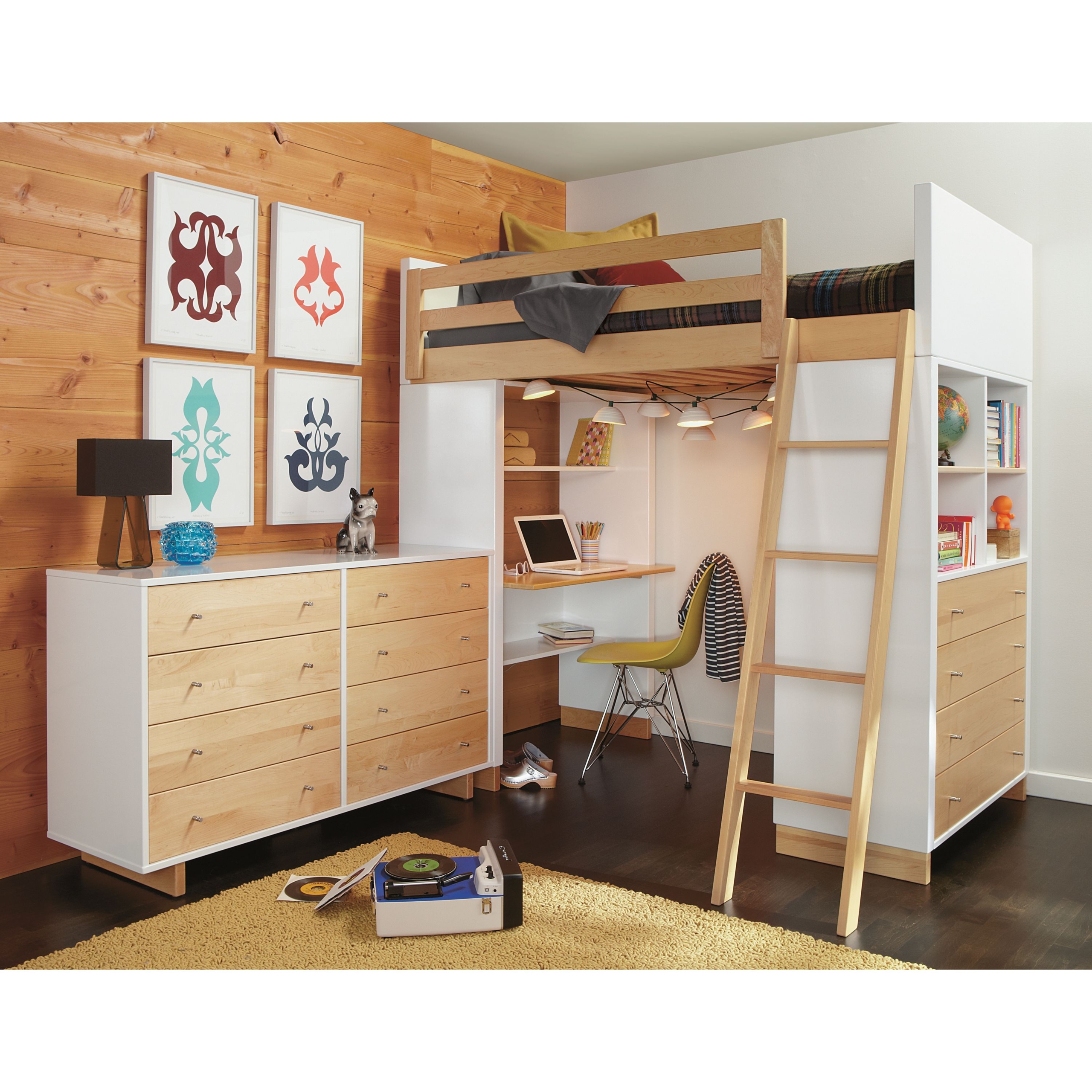 Moda loft bed with desk dresser by r b modern