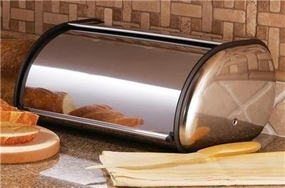Modern mirror finish stainless steel kitchen bread box new