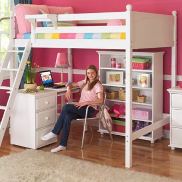 Small overview of kids loft bed with desk