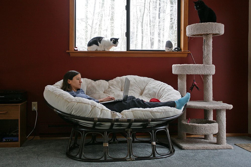 The double papasan chair can also be used as a