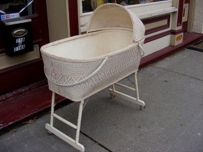 white wicker baby bassinet