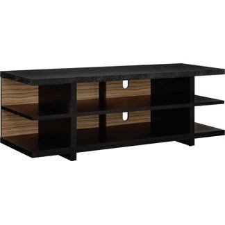 Altra open shelf tv stand with reversible back panels for