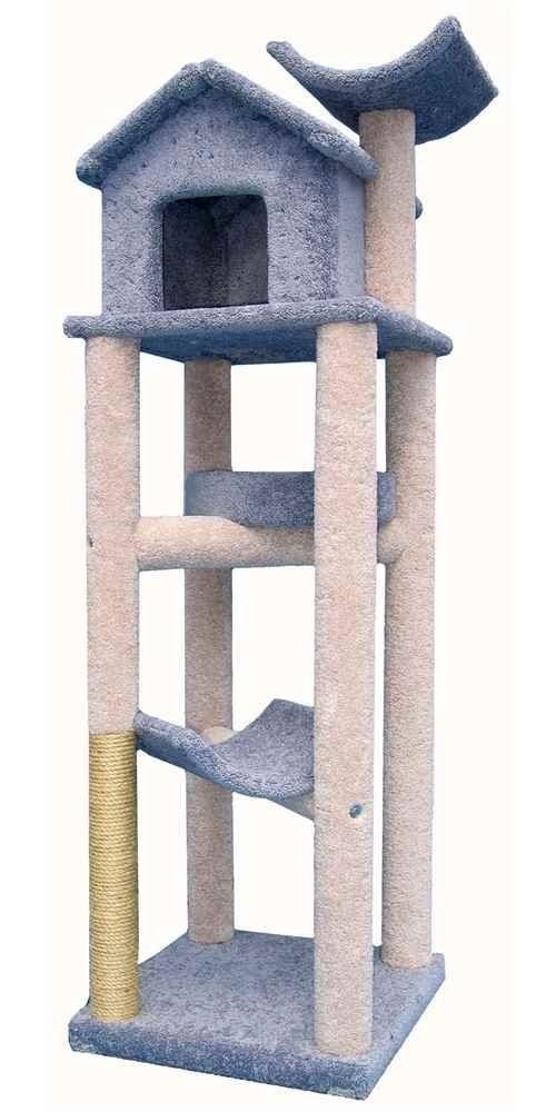 Cat tree house with sisal scratching post