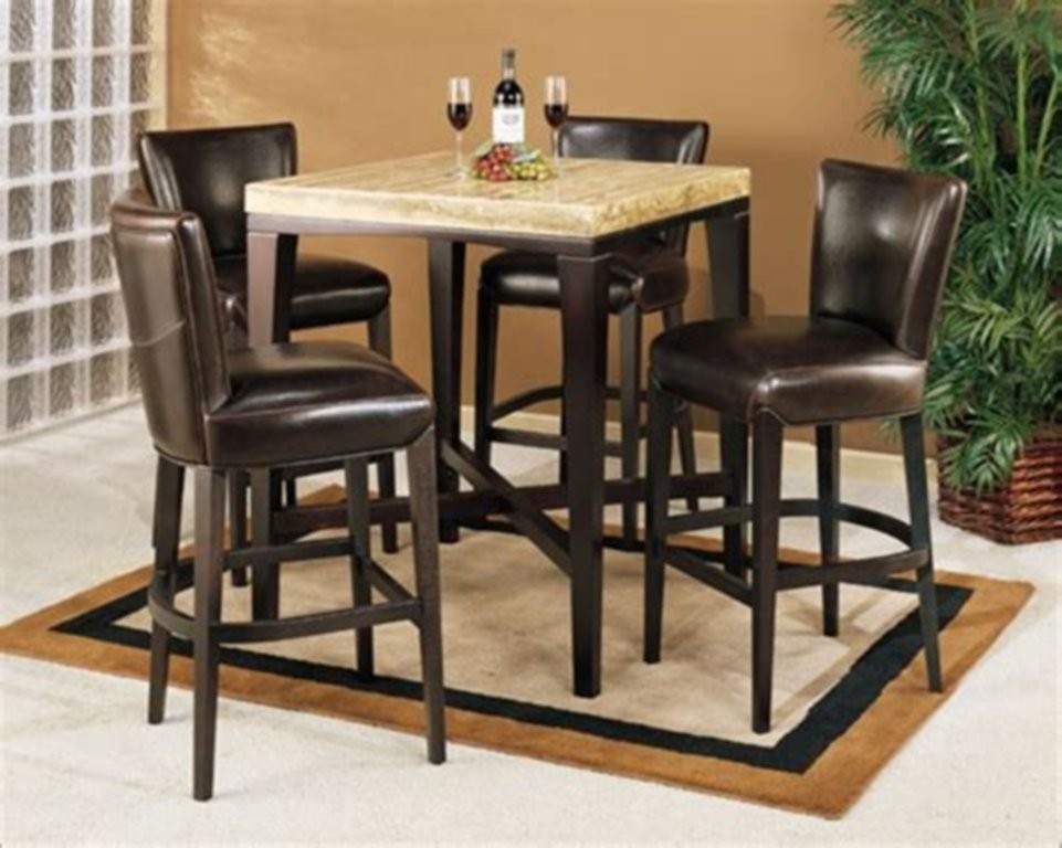 Chocolate travertine top pub table dining tables dinette tables