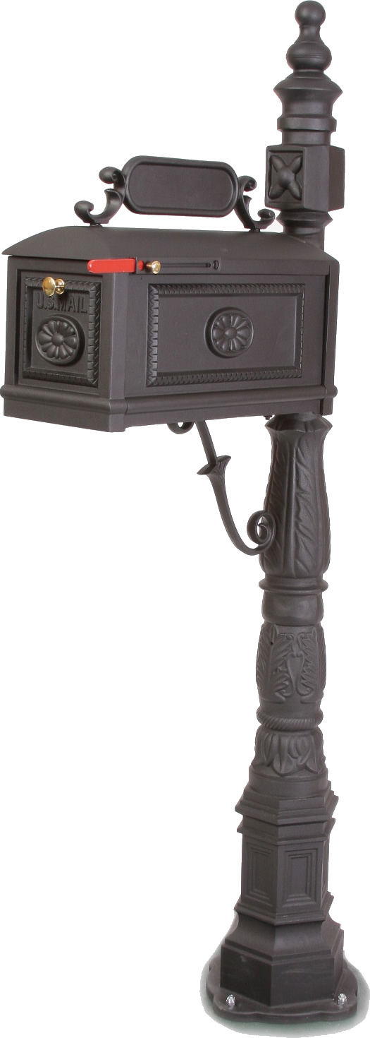 Decorative cast aluminum mailbox black