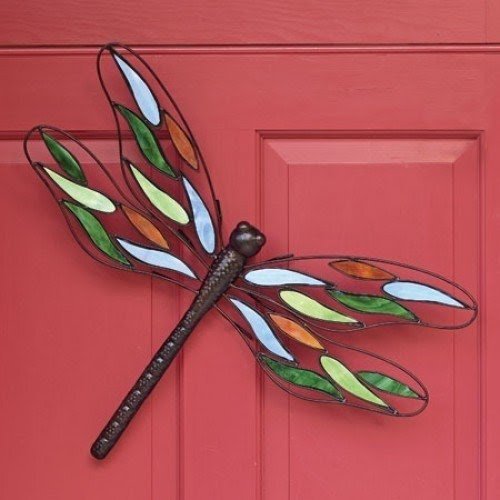 Dragonfly stained glass wall art