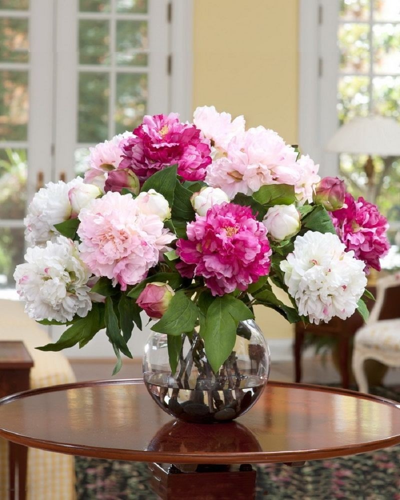 For dining room table awesome white and pink silk flower