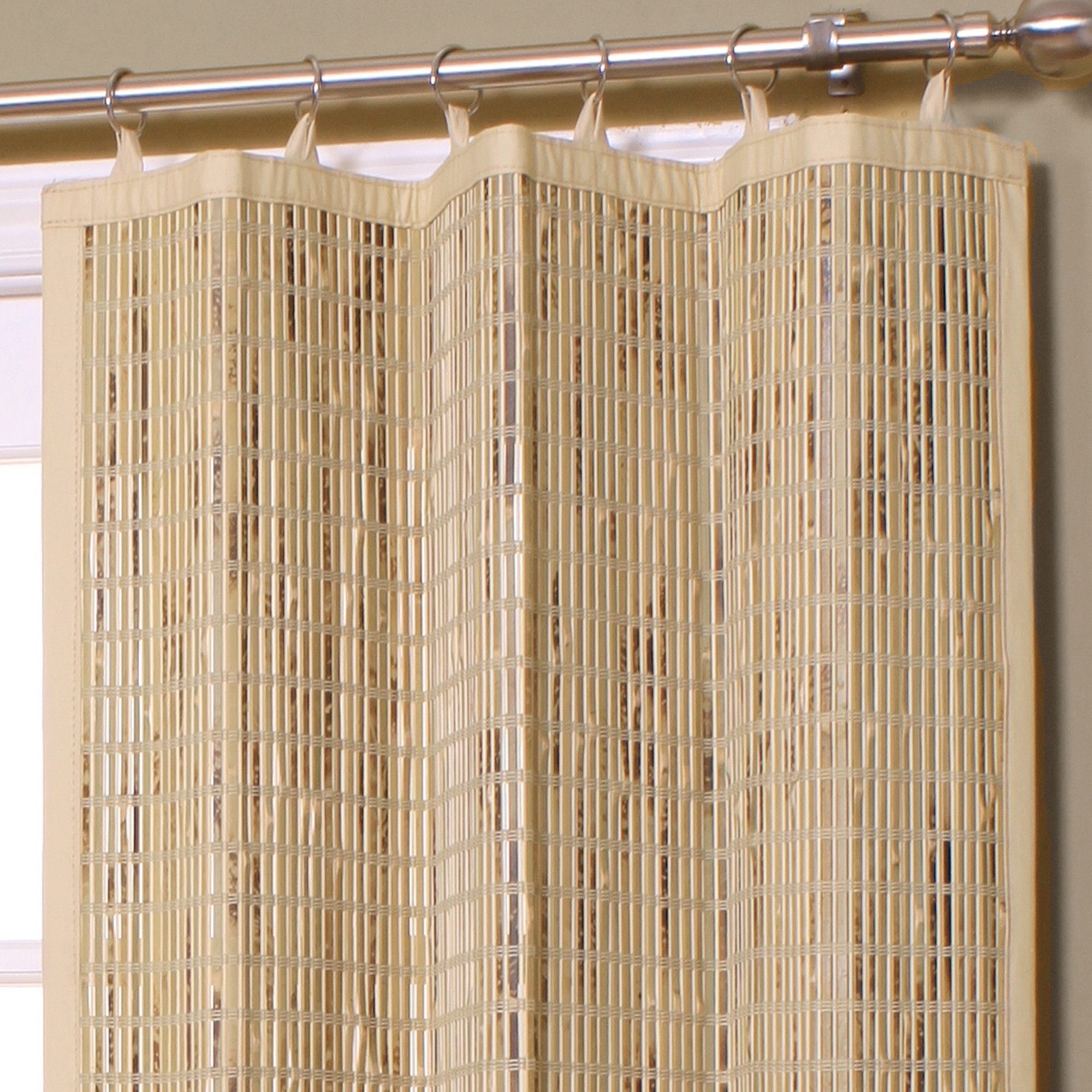 Home natural bamboo ring top curtain panels 1