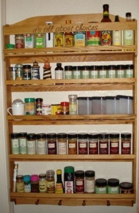 Wooden Kitchen Spice Rack, On The Wall