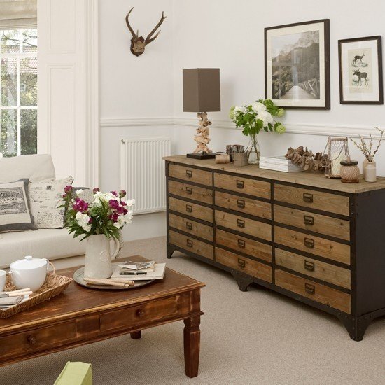 Neutral living room with chest of drawers living room decorating
