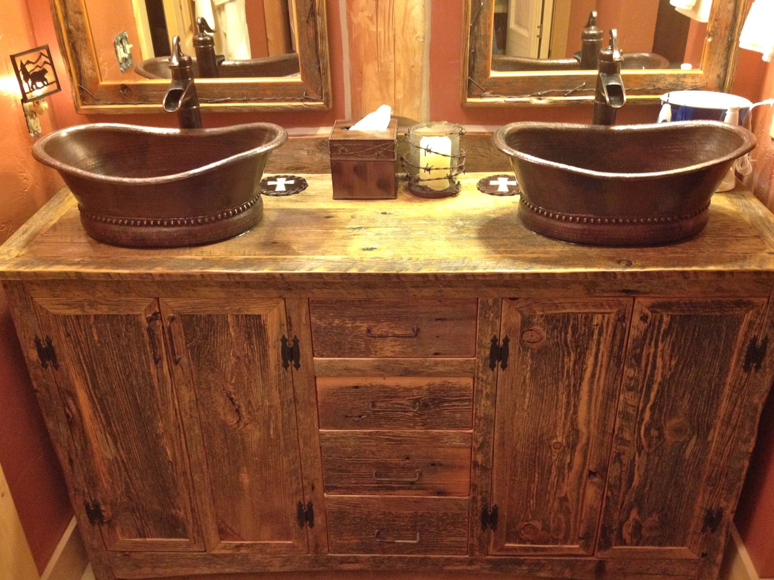 Reclaimed wood bathroom cabinet