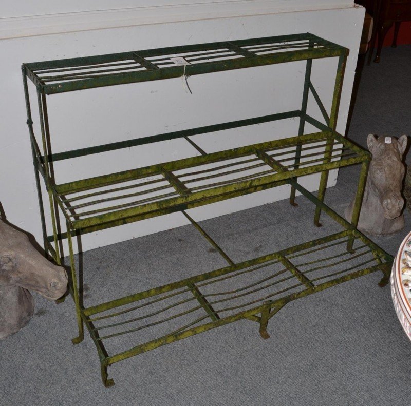 Tennants auctioneers a three tier metal plant stand