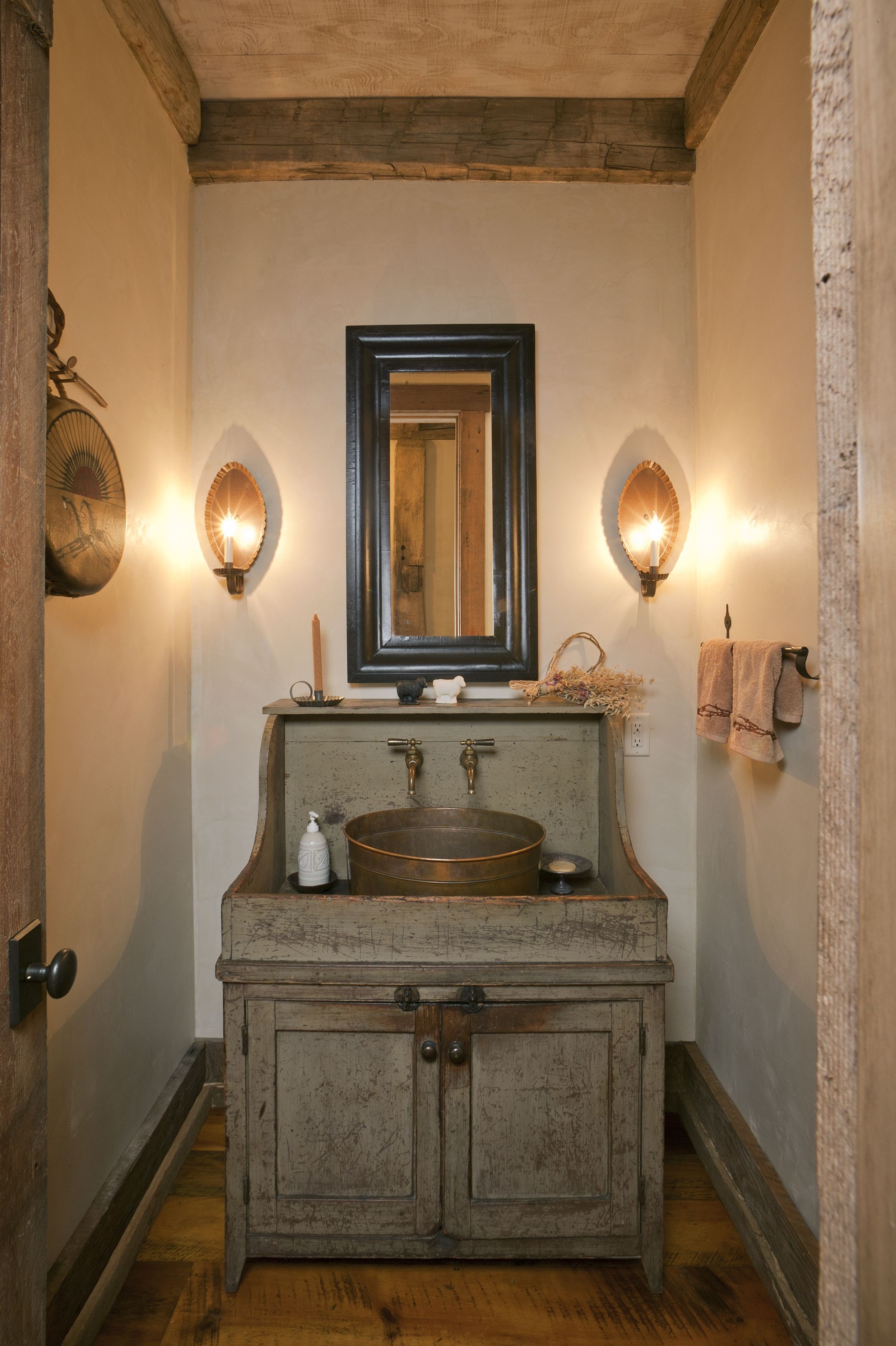 Vanities bath as well as double wall lights in small