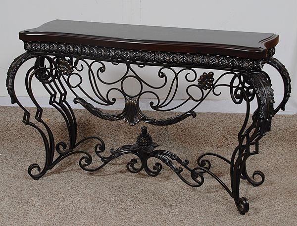 789 console table acanthus wrought iron scroll accent hall entry