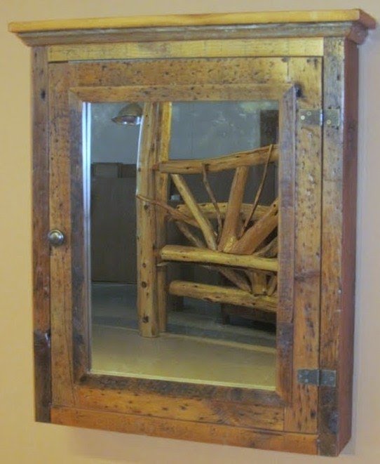 Barn wood medicine cabinet with mirror