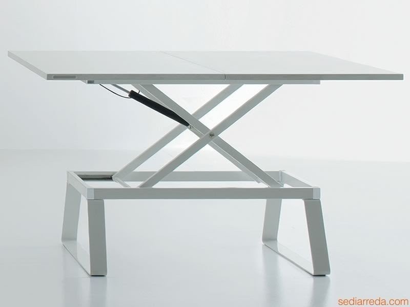 Coffee table transformable into dining table and adjustable in height