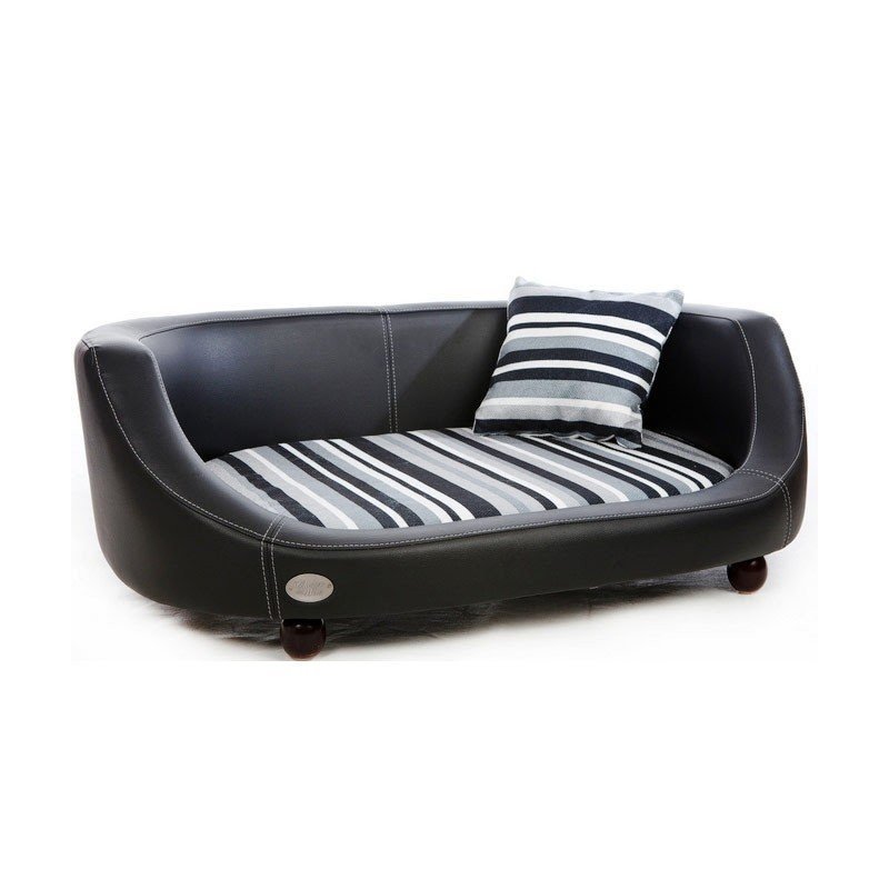 Home chester wells oxford ii black leather dog bed
