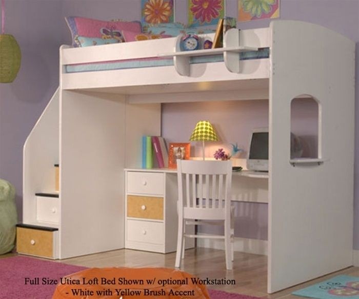 full size loft bed with desk and stairs