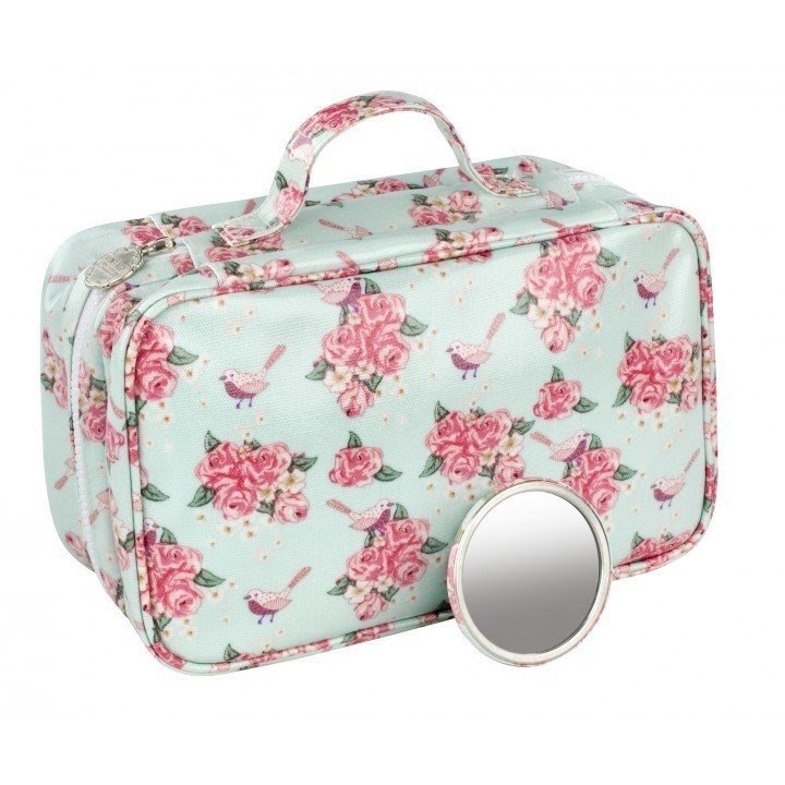 Home vintage rose two fold toiletry bag with mirror