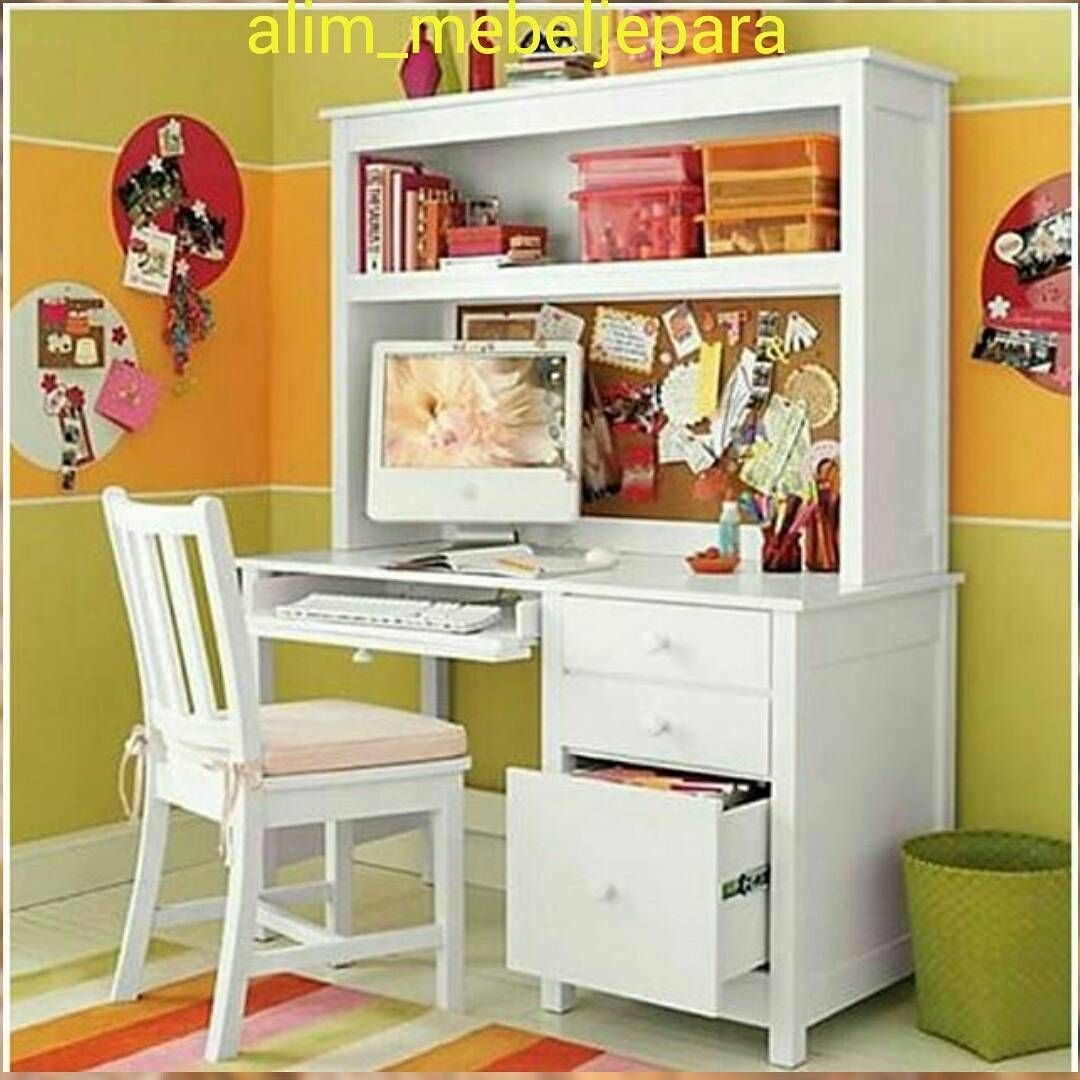 kids white desk with hutch