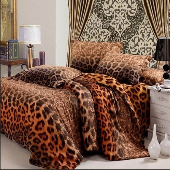 Leopard animal print bedding sanded luxury duvet cover queen bedding
