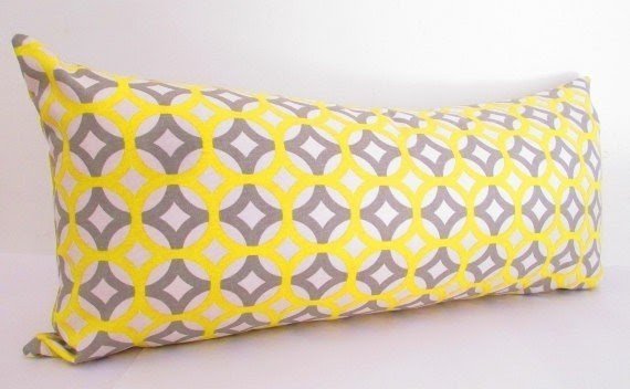Long pillow gray bolster pillow gray and citrine pillow cover
