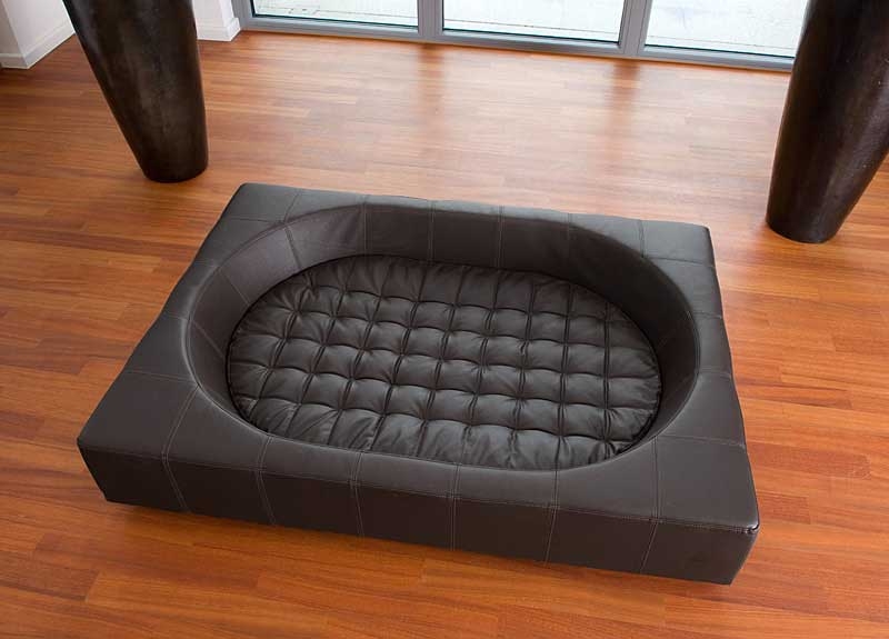 Luxury faux leather cube dog bed by pet interiors
